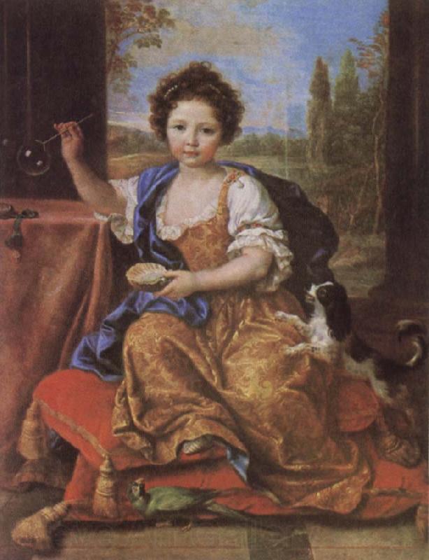 Pierre Mignard Girl Blowing Soap Bubbles Norge oil painting art
